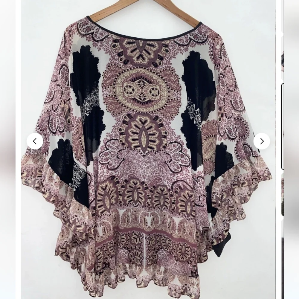FREE PEOPLE Marla Dreams Paisley/Floral Printed Chiffon Mini Dress Ruffle Hem  - Picture 5 of 7